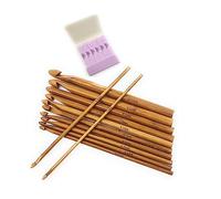 Bamboo Crochet Hooks Set of 12 Knitting Needles Craft Kit, 3mm to 10 mm Diameter with Handy Emery Board Matchbook