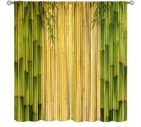 Bamboo Curtains,Oriental Bamboo Leaves Chinese Traditional Culture Home Decor Drape for Bedroom Kitchen Living Room Window Treatment 2 Panels Set Total Size 55" W X 63" L Inch