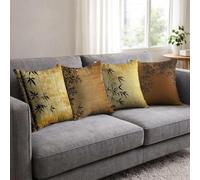 Bamboo Cushion Covers 40 x 40, Chinese Style Pillow Cases 4 Pack, Sofa Bed Decor Cushion Covers 40 x 40 cm with Invisible Zipper Heat Absorbing Breathable for All-Season Who Sweat Easily BZTH-4318