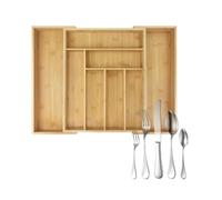 Bamboo Cutlery Tray 6-8 Compartment Utensil Holder for Drawer Cutlery Drawer Organiser Kitchen Drawer Organiser Extendable Cutlery Holder Knife and Fork Drawer Organiser Cutlery Organiser for Drawer