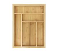 Bamboo Cutlery Tray, 6-8 Compartment Utensil Holder for Kitchen Drawer. Large Extendable Size Organiser for Knife, Forks and Cutlery