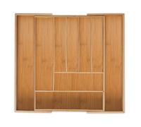 Relaxdays Cutlery Tray, Extendable, 7-9 Compartments, HxWxD: 5 x 49.5 x 44.5 cm, Kitchen Drawer Insert, Bamboo, Natural