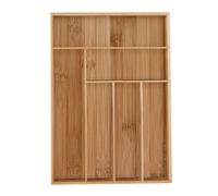 Relaxdays Cutlery Tray, 6 Compartments, Bamboo, HxWxD: 5 x 30.5 x 43 cm, Kitchen Drawer Insert, for Utensils, Natural