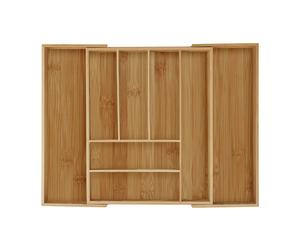 Bamboo cutlery tray Kitchen Storage Caddy 8 Compartments Natural Finish