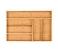 Bamboo cutlery tray Wooden Drawer Insert Natural Utensil Holder 6 Compartments