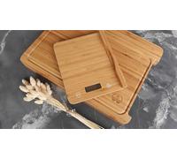 Bamboo Cutting Board with Digital Scale and Magnetic Knife Holder - 3 in 1 Eco-Friendly Smart Kitchen Board with Knife Organizer and Built-in Scale (Medium)