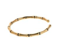 Bamboo Design Open Cuff Bracelet for Women Gold Plated Antique Bangle Peace Symbol Jewelry for Everyday Wear and Special Occasions