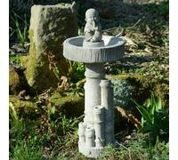 Bamboo Design Stone Cast Birdbath