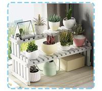 Bamboo Desk & 2-Tier Bookshelf for Home Office 12-28" Display Shelf Multipurpose Dorm Storage for Books Plants Toys - White 60cm/24in