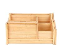Bamboo Desk Organizers Set Extendable Bamboo Desktop Organizer Tissue Box Book Shelf Stationary Holder Makeup Storage Box Drawer Desktop for Office Supplies