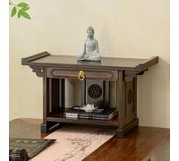 Bamboo Desktop Altar Table, Hand-Carved Buddha Shrine with Pull-Out Drawer, Small Zen Prayer Meditation Stand, Space-Saving Design, 60cm/23.6in