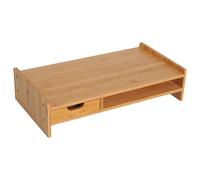 HOMCOM Monitor Riser Laptop PC Plinth Stand TV Computer Desktop Organiser W/Drawer Bamboo