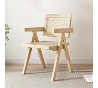 Bamboo Dining Chair - Stylish Wooden Accent Armchair for Kitchen, Living Room & Bedroom - Comfortable Makeup Chair for Modern Home Decor