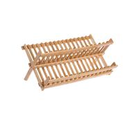 Bamboo Dish Drying Rack Utensil Holder Foldable Wooden Dish Drainer Rack 2-Tier Folding Drying Holder