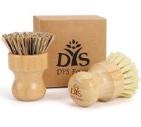 Bamboo Dish Pot Pan - Kitchen Wooden Palm Scrub Brush, Bubble Up Brushes, Natur