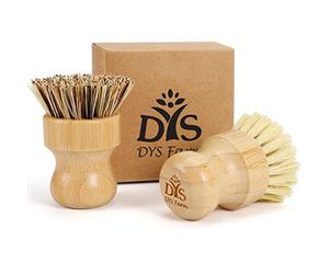 Bamboo Dish Pot Pan - Kitchen Wooden Palm Scrub Brush, Bubble Up Brushes, Natural Cleaning Scrubbers for Washing Dishes, Cast Iron Skillet, Pots, Pans, Vegetables, Sink