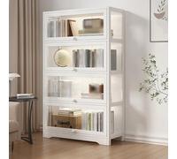 Bamboo Display Cabinet with Acrylic Flip Doors, Quick Assembly, Easy Clean, Dustproof, for Collectibles & Toy Storage