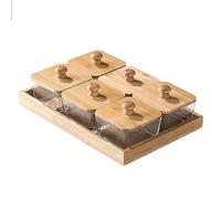Bamboo Divided Serving Tray with Lid Square Snack nizer for Parties Wooden Candy Storage Ideal for Appetizers and Entertaining