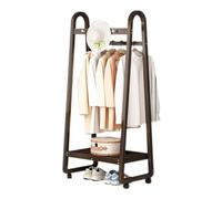 Bamboo Donkey Coat Rack with Wheels 2 Layer Shoe Storage & 3 5 Hooks Stylish Hallway Wardrobe nizer for Lobby & Bedroom Walnut Finish 60 cm