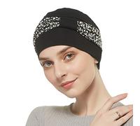 Bamboo Double Layered Comfort Beanie for Cancer Patient, Chemo Patient, Hats for Cancer Chemo Patients Women, Black, One Size
