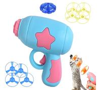 Bamboo Dragonfly Catapult Pistol,10Pcs Cat Fetch Toy Launcher with LED Glow Flying Propellers, Interactive Kitten Chasing Toy for Indoor Play, Hunting & Exercise Toy for Cats & Kittens (Blue)