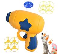 Bamboo Dragonfly Catapult Pistol,10Pcs Cat Fetch Toy Launcher with LED Glow Flying Propellers, Interactive Kitten Chasing Toy for Indoor Play, Hunting & Exercise Toy for Cats & Kittens (Yellow)