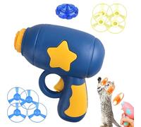 Bamboo Dragonfly Catapult Pistol,10Pcs Cat Fetch Toy Launcher with LED Glow Flying Propellers, Interactive Kitten Chasing Toy for Indoor Play, Hunting & Exercise Toy for Cats & Kittens (Dark Blue)