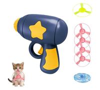Bamboo Dragonfly Catapult Pistol, 2-in-1 Cat Fetch Toys Launcher, Interactive Cat Fetch Toy with Colorful Glowing LED Flying Disc, Flying Saucer Toys for Pet Chasing Training Hunting (TypeD)