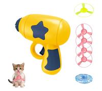 Bamboo Dragonfly Catapult Pistol, 2-in-1 Cat Fetch Toys Launcher, Interactive Cat Fetch Toy with Colorful Glowing LED Flying Disc, Flying Saucer Toys for Pet Chasing Training Hunting (TypeB)
