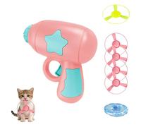 Bamboo Dragonfly Catapult Pistol, 2-in-1 Cat Fetch Toys Launcher, Interactive Cat Fetch Toy with Colorful Glowing LED Flying Disc, Flying Saucer Toys for Pet Chasing Training Hunting (TypeA)