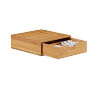 Relaxdays Bamboo Drawer Box, Desk Organiser, Natural Look, Office Stacking Aid, HWD 10 x 29.5 x 30 cm, Natural