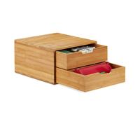 Bamboo drawer box Natural Filing Rack 2 Drawers Compact Bamboo Desk Organiser