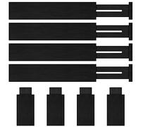 Bamboo Drawer Dividers Organizer with Inserts, Expandable from 12.5-21.7", Adjustable Drawer Organizer Separators for Utensils, Dresser, Bedroom, Bathroom, Closet, Clothing, Office (Black)