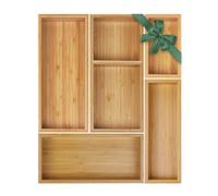 Bamboo Drawer Organizer Box Set, 5 PCS Multi-Use Individual Wood Storage Containers, Junk Drawer Divider Organizers and Storage Trays for Kitchen, Bathroom, Office Desk, Makeup, Jewelry, Utensils