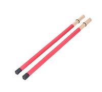 Bamboo Drum Brush Stick Mallet Percussion Set for Jazz Enthusiasts, Drummers, Beginners, Band Members- Ideal Musical Instrument Accessory (Red)