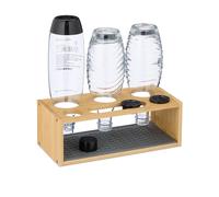 Bamboo Drying Rack Bottles Sodastream Dryer Natural Grey Silicone Mat 11x31x14cm