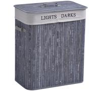 Bamboo Duo-Compartment Laundry Basket Grey