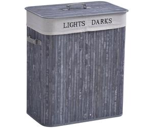 Bamboo Duo-Compartment Laundry Basket Grey