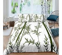 Bamboo Duvet Cover Set Botanical Pattern Bedding Set for Kids Boys Adults Plant Illustration Comforter Cover Watercolor Art Quilt Cover with 2 Pillowcase 3Pcs King Size