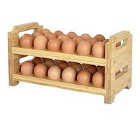 Bamboo Egg Holder Countertop - Stackable Design for Fresh Eggs, Farmhouse Egg Tray Storage Display Rack, Kitchen Counter Top Organizer Wooden Egg Stand, Fits Quail, Duck, Turkey, Chicken Eggs (Modern)