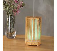 Bamboo Essential Oil Diffusers, Air Humidifier Aromatherapy Diffusers With 7 Colorful LED Lights,3 Timer Settings,Waterless Auto-Off, Mute BPA-Free Cool Mist Humidifier 200ml (Light wooden)