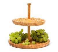 Bamboo etagere 2-Tier Snack Platter Natural Fruit Display Eco-friendly