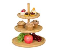 Bamboo etagere 3-Tier Snack Platter Natural Fruit Tray Eco-friendly Lightweight