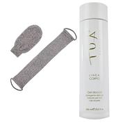 Bamboo Fiber Shower Exfoliator Set with Moisturizing TUA sensation Aloe Vera Bath Foam - Dead Skin Removal, Double Sided Natural Scrubber for Back and Body, Gloves and Towel