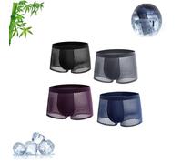 Bamboo Fibre Boxer Shorts - for All-Day Comfort, Mesh Breathable Sports Underwear, Mens 4Pcs Bamboo Boxer Shorts (Black+Grey+Wine+Blue,XL)