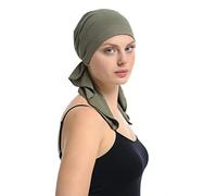 Bamboo Fitted Pre-Tied Bandana Hair Loss Chemo Headwear Tied with Elastic Band Sewing (Khaki)