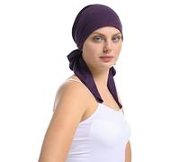 Bamboo Fitted Pre-Tied Bandana Hair Loss Chemo Headwear Tied with Elastic Band Sewing (Mulberry)