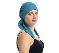 Bamboo Fitted Pre-Tied Bandana Hair Loss Chemo Headwear Tied with Elastic Band Sewing (Teal)