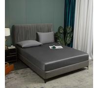 Bamboo Fitted Sheet 90 x 200 cm Dark Grey Antibacterial Soft Fitted Sheets Cooling 100% Bamboo Fitted Sheet Set Hypoallergenic Box Spring Bed Sheet 90 x 200 cm Fitted Sheet for up to 25 cm Mattress