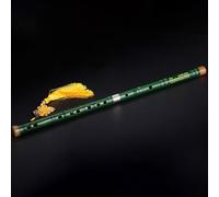 Bamboo Flute Dizi Flute Instrument Beginner Adult Professional Bitter Transverse Flute Single Output White Copper(Green,C Key)